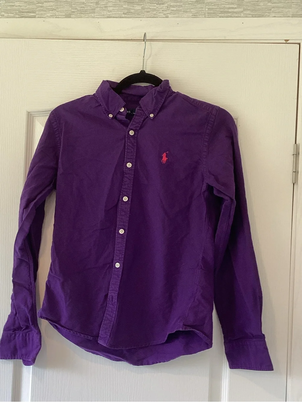 Ralph Lauren Purple Slim Fit Cotton Shirt boys 6 Euc